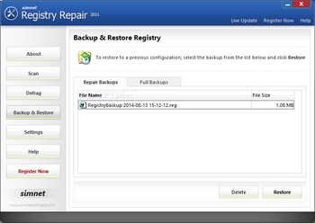 Simnet Registry Repair screenshot 7