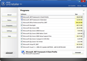 Simnet UnInstaller 2011 screenshot 2