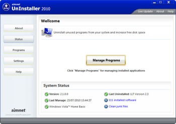 Simnet UnInstaller 2011 screenshot
