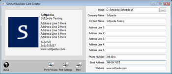 Simnor Business Card Creator screenshot