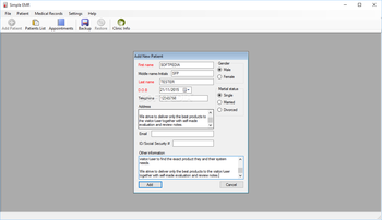 Simple EMR screenshot