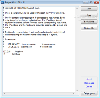 Simple HostsEd screenshot
