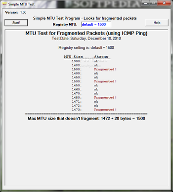 Simple MTU Test screenshot