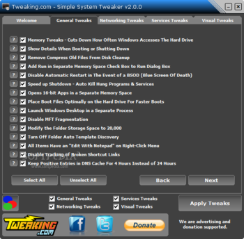 Simple System Tweaker screenshot