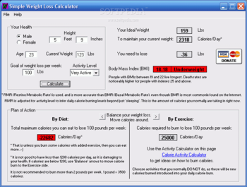 Simple Weight Loss Calculator screenshot