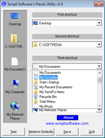 Simpli Software's Places Utility screenshot