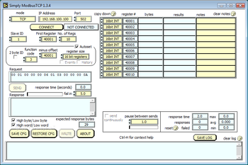 Simply Modbus TCP screenshot
