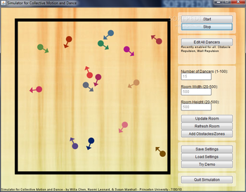 Simulator for Collective Motion and Dance screenshot