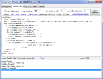 SIP tester screenshot