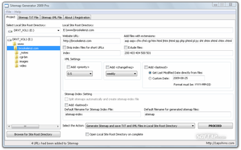 Sitemap Generator 2009 Pro screenshot 2