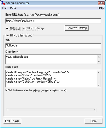 Sitemap Generator screenshot