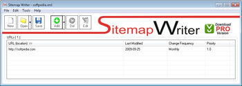 Sitemap Writer screenshot