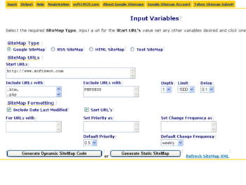 SiteMap XML Dynamic SiteMap Generator screenshot