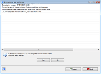 Sizes of Folders and Subfolders screenshot
