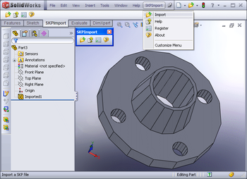 SKP Import for SolidWorks screenshot