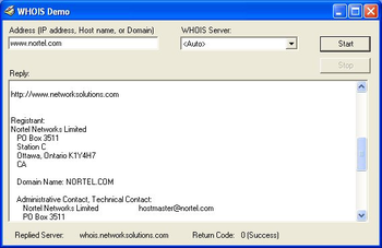SkWHOIS ActiveX Control screenshot