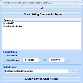 Skype Save Chat Conversation History Software screenshot