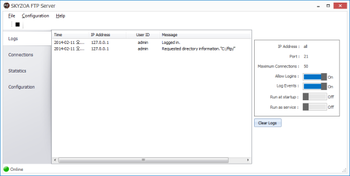 Skyzoasoft FTP Server screenshot 2