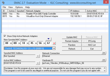 SMAC MAC Address Changer screenshot 2