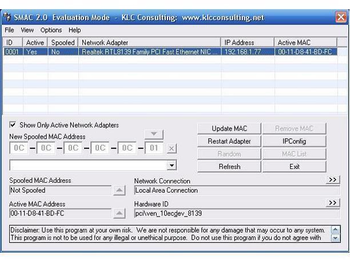 SMAC MAC Address Changer screenshot 3