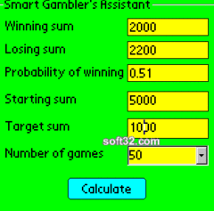 Smart Gambler's Calculator for Windows OS screenshot 2