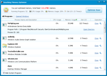 Smashing Memory Optimizer screenshot