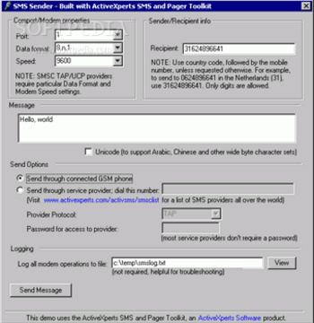 SMS and Pager Toolkit screenshot