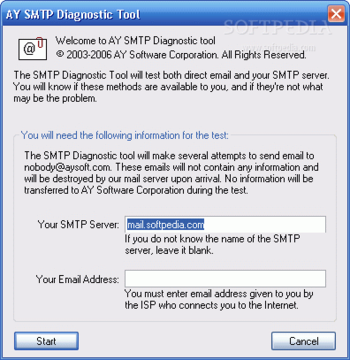 SMTP Diagnostic Tool screenshot