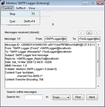 SMTP Logger screenshot