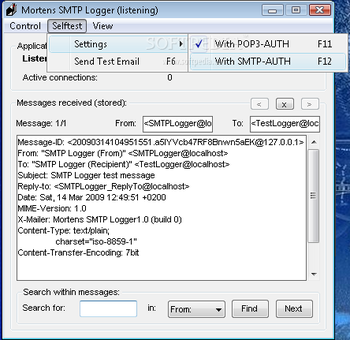 SMTP Logger screenshot 2
