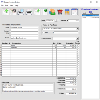 Snappy Invoice System screenshot