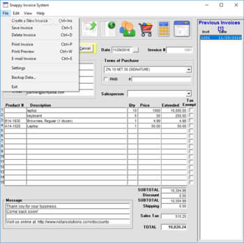 Snappy Invoice System screenshot 2
