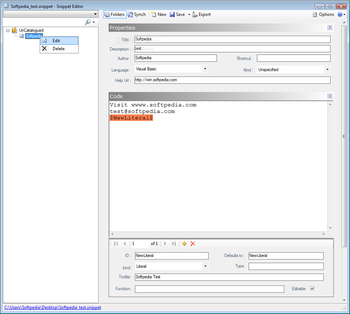 Snippet Editor screenshot