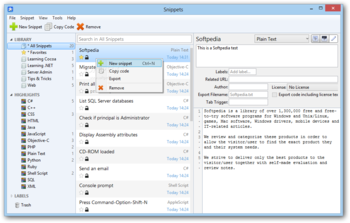 Snippets screenshot