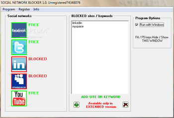 Social Network Blocker Portable screenshot