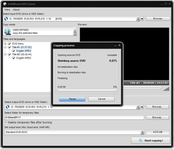 Soft4Boost DVD Cloner screenshot 2
