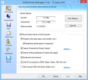 SoftActivity Keylogger screenshot