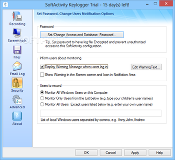 SoftActivity Keylogger screenshot 5
