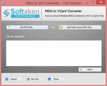Softaken MSG to VCF Converter screenshot