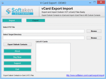 Softaken V-Card Export Import screenshot