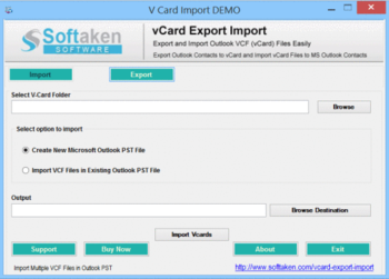 Softaken V-Card Export Import screenshot 2