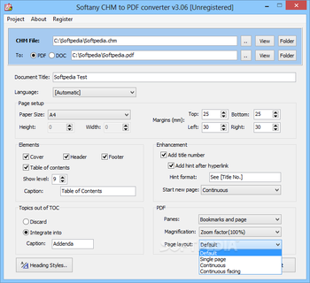 Softany CHM to PDF converter screenshot