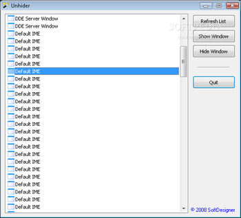 SoftDesigner Unhider screenshot