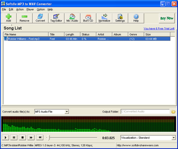 Softdiv MP3 to WAV Converter screenshot