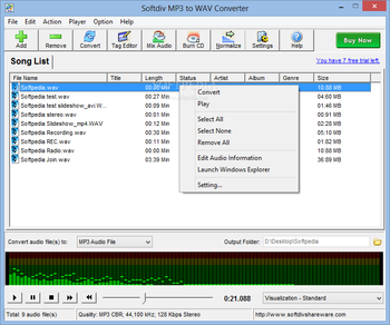 Softdiv MP3 to WAV Converter screenshot