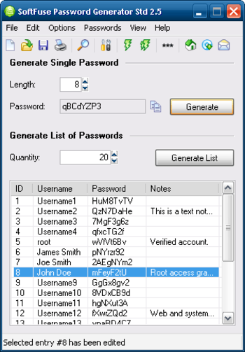 SoftFuse Password Generator Std screenshot