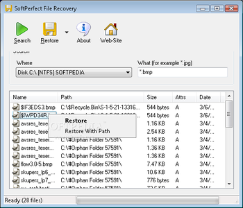 SoftPerfect File Recovery screenshot