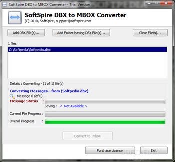 SoftSpire DBX to MBOX Converter screenshot