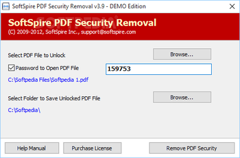 SoftSpire PDF Security Removal screenshot