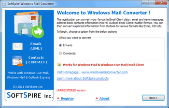 SoftSpire Windows Mail Converter screenshot